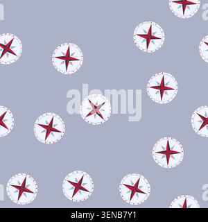 pattern south nautical compass cartoon. navigation sea, travel explore, direction map south nautical compass sign. seamless vector illustration Stock Vector
