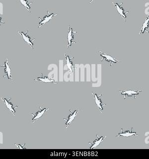 seamless pattern learning quadcopter cartoon. sky print, package dji, uav school learning quadcopter sign vector Stock Vector