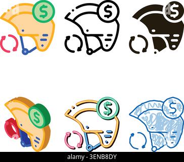 safety clean helmet paid service icon vector. safety helmet paid service sign. color symbol Stock Vector
