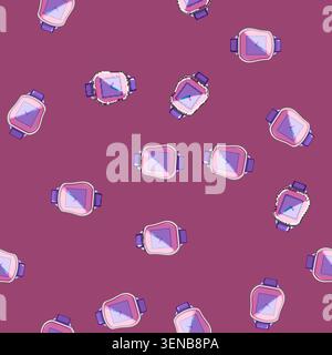 seamless pattern fashion kid watch time cartoon. wrist clock, wrist child fashion kid watch time sign vector Stock Vector