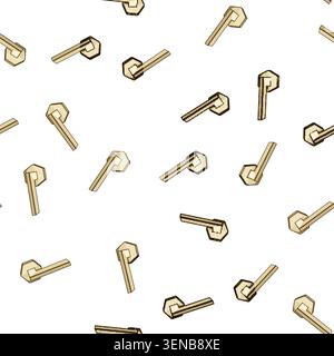 pattern Gold colored lever door handle providing access and security, symbolizing home improvement, interior design, and residential entry solutions w Stock Vector