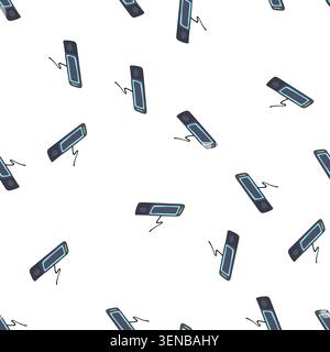 pattern station charging mat cartoon. compatible portable, efficient sleek, universal compact station charging mat sign. seamless symbol vector illust Stock Vector