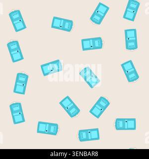 pattern portable toilet standing ready for outdoor events, construction sites, or camping, providing a temporary and convenient restroom facility for Stock Vector