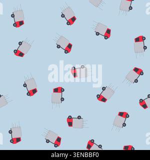 pattern fleet delivery truck cartoon. ing dispatch, route driver, vehicle load fleet delivery truck sign. seamless vector illustration Stock Vector