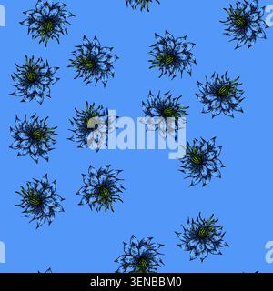 pattern cumin nigella sativa hand drawn. medicine petal, caraway oil, plant asian cumin nigella sativa vector sketch illustration Stock Vector