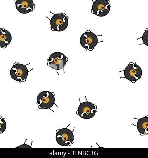 pattern record retro music character cartoon. party 90s, disco event, ball ghetto record retro music character sign vector Stock Vector