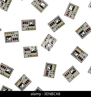 pattern bamboo retro control panel cartoon. small mini, round square, oval black bamboo retro control panel sign vector Stock Vector