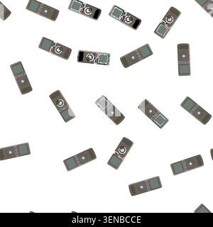 pattern audio dictaphone cartoon. voice recorder, music tape audio dictaphone sign vector Stock Vector