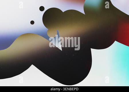Abstract 3D fluid shape with smooth color gradients and vintage film grain texture Stock Photo