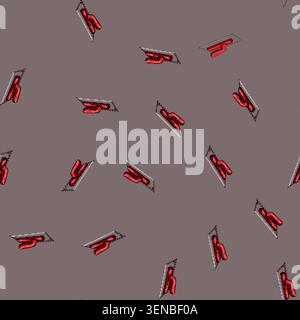 seamless pattern tile notched trowel cartoon. flooring construction, adhesive mortar, installation masonry tile notched trowel sign vector Stock Vector