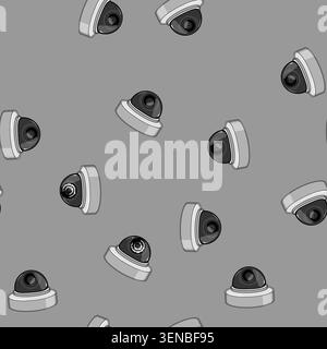 seamless pattern security ip camera cartoon. surveillance safety, cctv system security ip camera sign vector Stock Vector