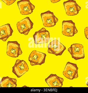 pattern toast bread hand drawn vector. slice, piece butter, sandwich toaster, bakery toast bread sketch illustration Stock Vector