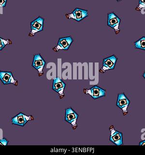 seamless pattern Blue liquid poison potion in a distinct bottle featuring a cork stopper and a label with a dangerous skull symbol, representing hazar Stock Vector