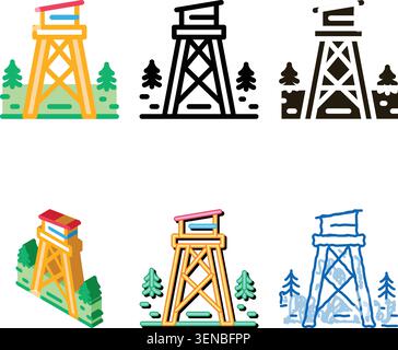 rescue forest tower icon vector. rescue forest tower variations sign. isolated contour symbol Stock Vector