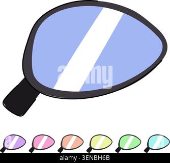 Vehicle side mirror emphasizing road safety and awareness, showing reflection and the importance of checking behind while driving for navigation and s Stock Vector