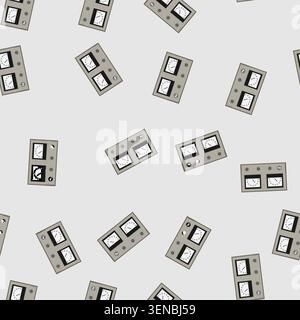 seamless pattern porcelain retro control panel cartoon. glass steel, plastic bamboo, small mini porcelain retro control panel sign vector Stock Vector