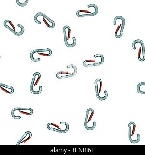 pattern metal carabiner clip cartoon. lock hook, equipment object, safety security metal carabiner clip sign vector Stock Vector