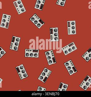 seamless pattern ceramic retro control panel cartoon. porcelain glass, steel plastic, bamboo small ceramic retro control panel sign vector Stock Vector