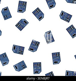 pattern circuit microcontroller cartoon. technology microcontroller, electronic computer, isometric processor circuit microcontroller sign vector Stock Vector