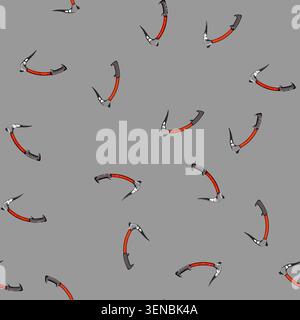 seamless pattern climbing piolet ice tool cartoon. high sport, ax active, danger dangerous climbing piolet ice tool sign vector Stock Vector