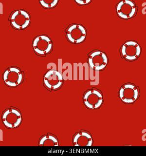 seamless pattern safety lifebuoy cartoon. lifeguard belt, pool float, lifeboat preserver safety lifebuoy sign vector Stock Vector