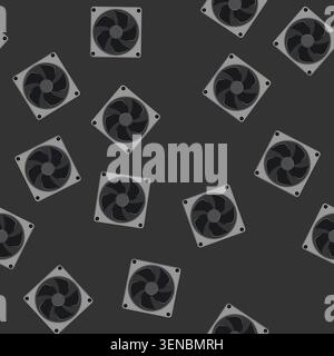 seamless pattern technology cooling fan pc cartoon. cpu cooler, power equipment technology cooling fan pc sign vector Stock Vector