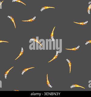 seamless pattern launch rocket fire trail cartoon. space propulsion, exhaust flame, ignition velocity launch rocket fire trail sign vector Stock Vector