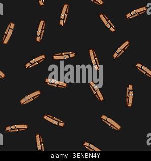 seamless pattern Brown leather dog collar with metal hardware detailing a common pet accessory, symbolizing animal care, training, loyalty, and compan Stock Vector