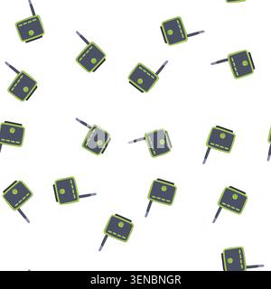 pattern device travel router cartoon. small lightweight, convenient mobile, technology access device travel router sign. seamless symbol vector illust Stock Vector