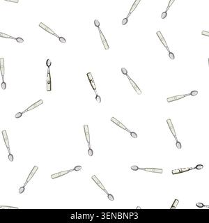 pattern technology smart spoon cartoon. innovation kitchen, gadget utensil, eating assistive technology smart spoon sign vector Stock Vector