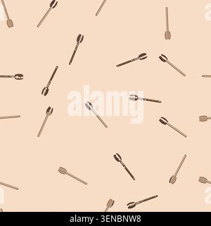 seamless pattern beeswax honey dipper stick cartoon. nectar pollen, propolis queen, worker drone beeswax honey dipper stick sign vector Stock Vector