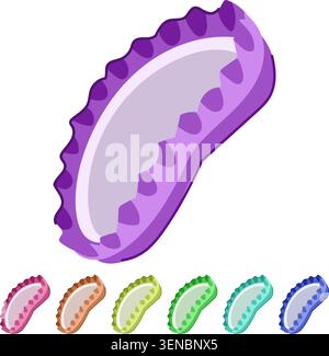 Blue metal bottle cap with serrated edge and convex shape, isolated on white, symbolizing beverages, parties, refreshment, bars and minimalist packagi Stock Vector