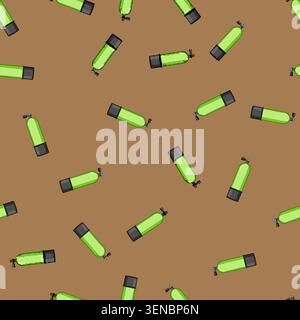 seamless pattern oxygen diving cylinder cartoon. tank compressed, black diver, isometric realistic oxygen diving cylinder sign vector Stock Vector