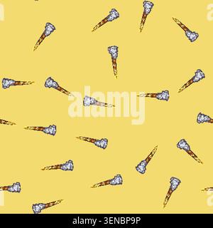 seamless pattern stastronaut rocket launch smoke cartoon. stream spaceship, contrail startup, bomb shuttle stastronaut rocket launch smoke sign vector Stock Vector