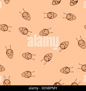 seamless pattern easter egg character cartoon. mascot face, funny fun, hedoodle fried easter egg character sign vector Stock Vector