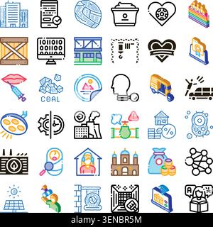 Presenting a comprehensive collection of colorful doodle and solid line icons representing various concepts including business. Technology. Education. Stock Vector