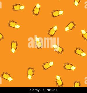 seamless pattern shot gun flash cartoon. bullet muzzle, smoke effect, explosion bomb shot gun flash sign vector Stock Vector