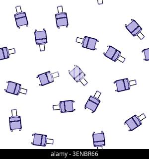 pattern Purple carry on baggage with wheels and an extended telescopic handle, representing travel, holidays, adventure, and airport luggage for perso Stock Vector