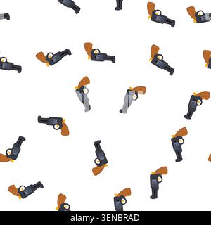 pattern play cap gun toy cartoon. kids vintage, plastic noise, fun pretend play cap gun toy sign. seamless symbol vector illustration Stock Vector