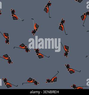 seamless pattern mover lawn mower cartoon. spring mow, work service, landscaping outdoor mover lawn mower sign vector Stock Vector