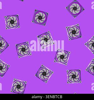 seamless pattern cooler cooling fan pc cartoon. power equipment, processor cooler cooling fan pc sign vector Stock Vector