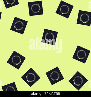 seamless pattern data hud round frame cartoon. technology panel, graphic element, space ui data hud round frame sign vector Stock Vector