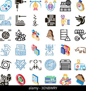 Comprehensive isometric vector icon set covering business, technology, health, environment, animals and social themesversatile symbols for web, app, u Stock Vector
