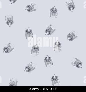 pattern efficiency electric motor cartoon. torque power, brushless commutator, rotor windings efficiency electric motor sign. seamless vector illustra Stock Vector