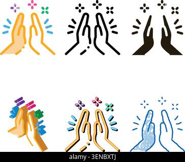 Hand Clapping Icon Vector. Outline Hand Clapping variants Sign. Isolated Contour Symbol Stock Vector