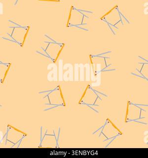 pattern empty folding table cartoon. single chair, foldable front empty folding table sign. seamless vector illustration Stock Vector