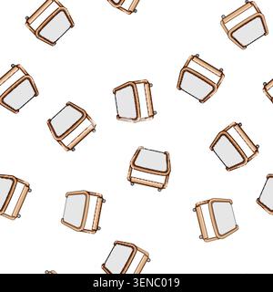 pattern Baby cradle with light mattress and wheels, minimalist wooden frame in a nursery setting symbolizing newborn care, comfort, and peaceful sleep Stock Vector
