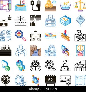 Set of colorful and outline glyph icons depicting a wide range of topics including business, medicine, education, technology, logistics, agriculture, Stock Vector