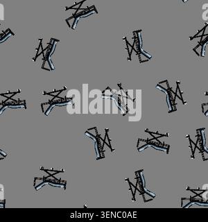 seamless pattern footboard hospital bed cartoon. wheels height, tilt comfort, support mobility footboard hospital bed sign vector Stock Vector