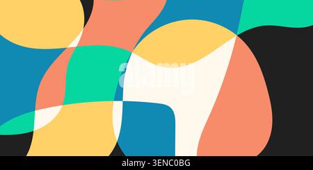 Abstract colorful fluid background with overlapping bold shapes Stock Vector